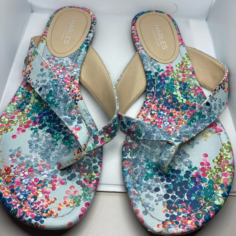 Charles David Floral Sandals Flip Flops